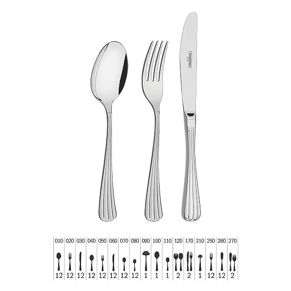 Faqueiro Aco Inox 130Pcs Viena Tramontina 66916410