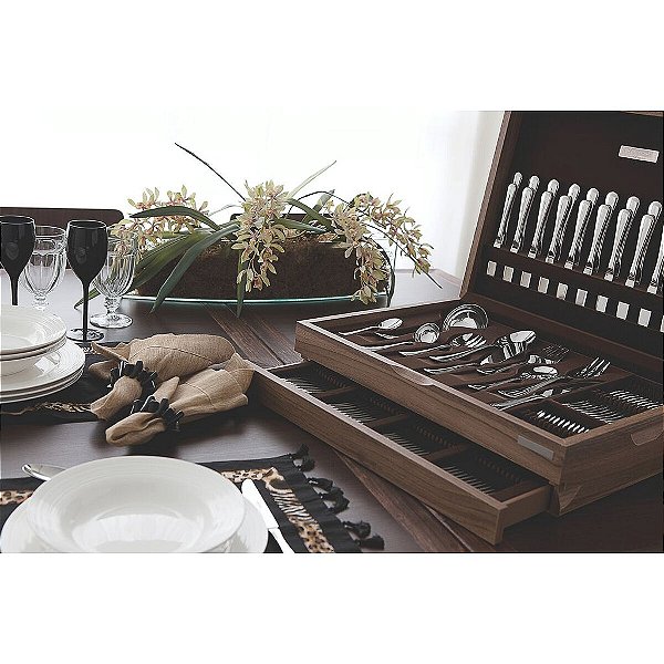 Faqueiro Aco Inox 130 Pc Berlin Brilho Tramontina 66934223