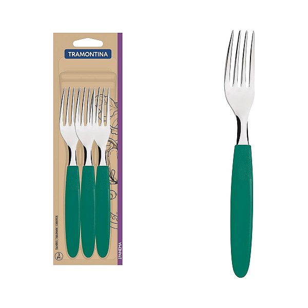 Conj Garfos Mesa Inox 3Pc Ipane Verde Tramontina 23362322