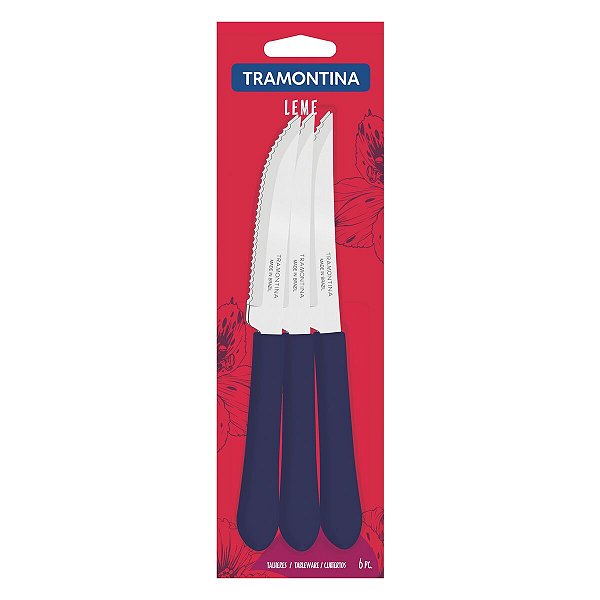Conj Facas Churrasco Inox 6Pc Leme Azul Tramontina 23180614