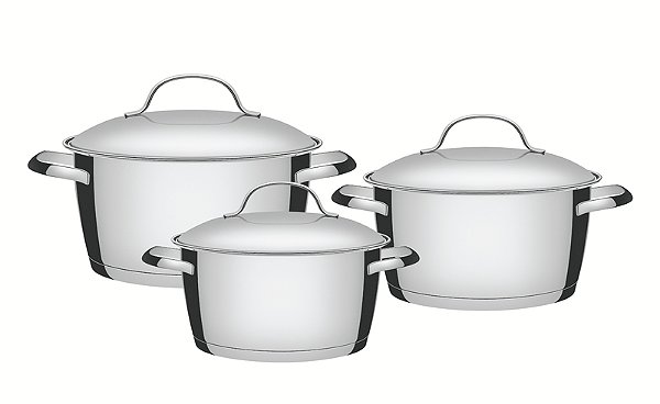 Jg Panelas Aco Inox 3 Pcs Allegra Tramontina 65660222