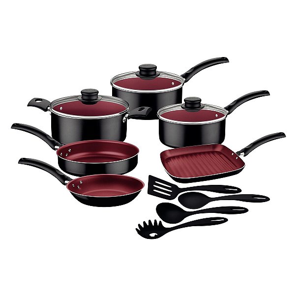 Kit Cozinha Alum 10Pc Turim Preto Tramontina 20297073
