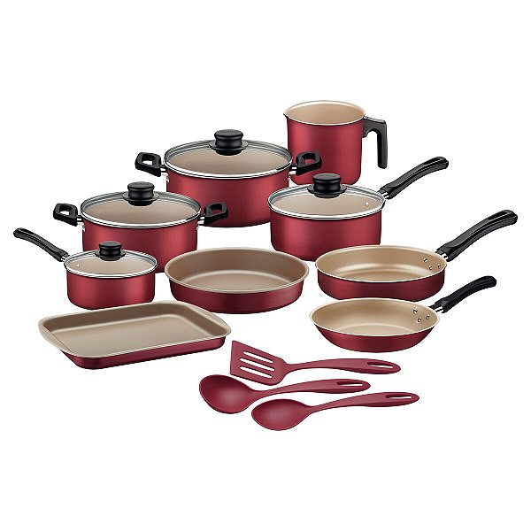 Jogo Panelas 12Pc Caribe Vermelho Tramontina 20297710