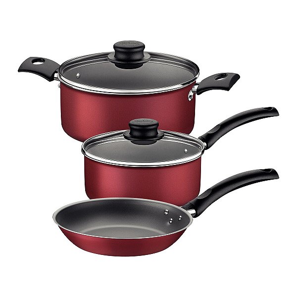 Jogo Panelas Alum 3Pc Turim Vermelho Tramontina 20297969