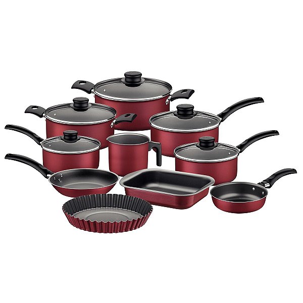 Jogo Panelas Alum 10Pc Turim Vermelho Tramontina 20298722