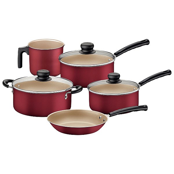 Jogo Panelas Alum 5Pc Versalhes Vermelho Tramontina 20698780