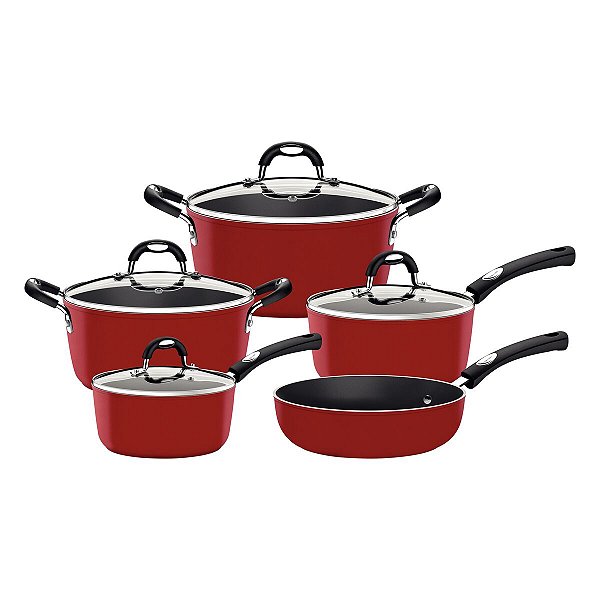 Jogo Panela Alum 5Pc Monaco Vermelho Tramontina 20899779