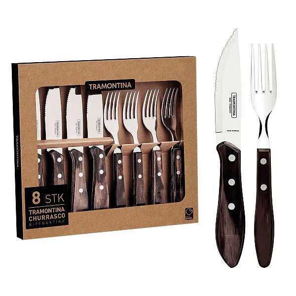 Jg Churrasco Inox 8Pc Polywood Castanho Tramontina 21198994
