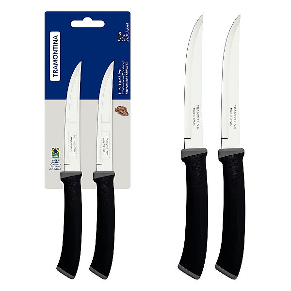 Faca Chumbo 2Pc Fio Liso Felice Preto Tramontina 23493205