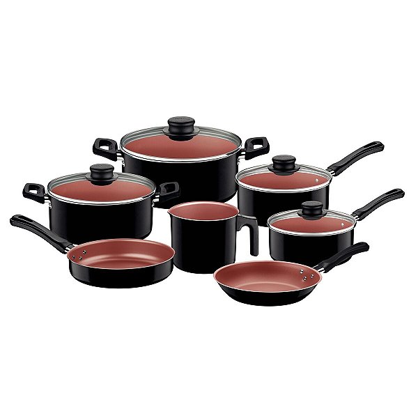 Jogo Panela Alum 7Pc California Preto Tramontina 27899125