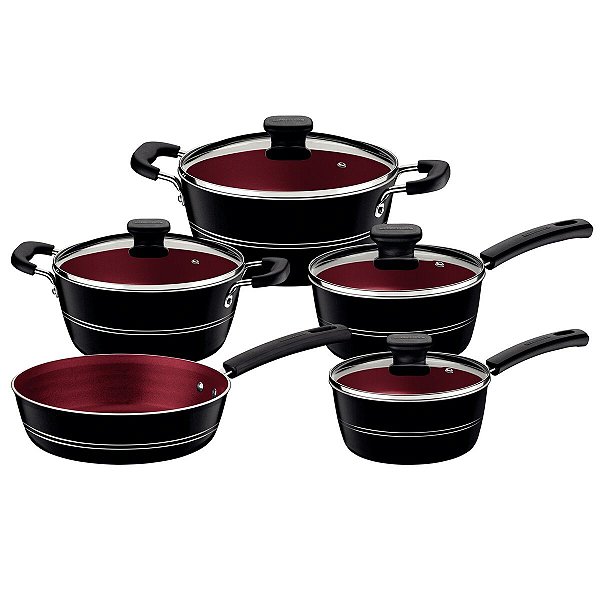 Jogo Panelas Alum 5Pc Sicilia Preto Tramontina 27899216