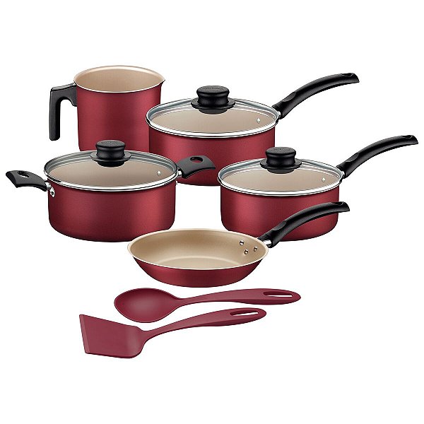 Jogo Panelas Alum 7Pc Turim Vermelho Tramontina 27899296