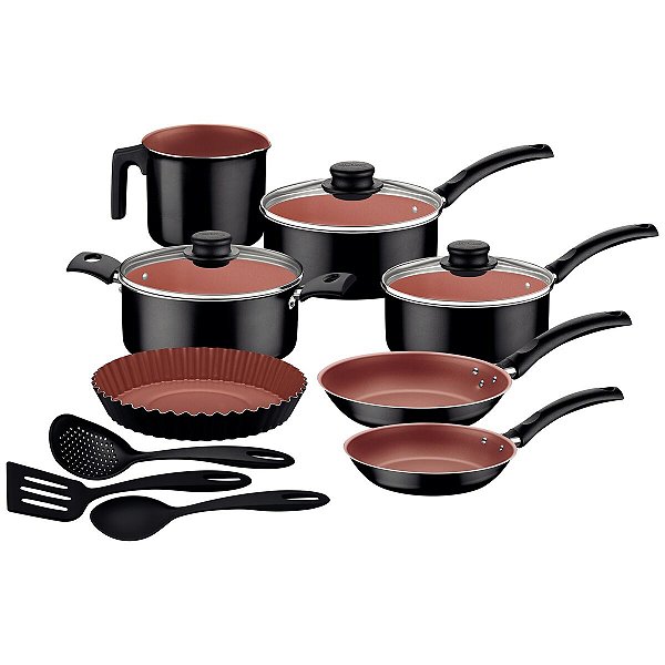 Jogo Panelas Alum 10Pc Turim Preto Tramontina 27899299