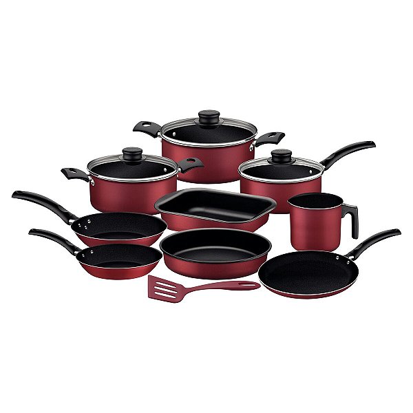 Jogo Panelas Alum 10Pc Vermelho Tramontina 27899313