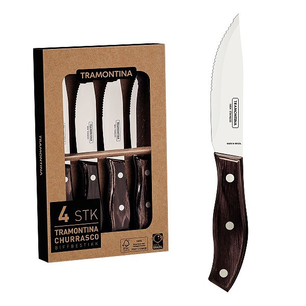 Cj Faca Jumbo 4Pc Castanho Tramontina 29899200