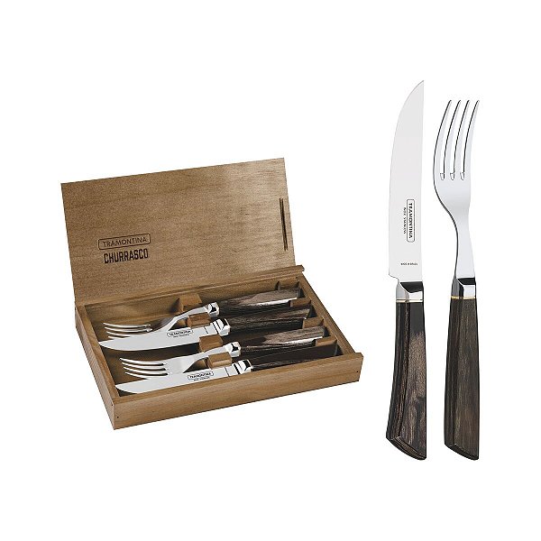 Garfo Faca 4Pc Polywood Castanho Tramontina 29899538