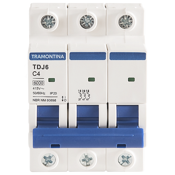 Mini Disjuntor Tdj6-3C4 3P 4A 6Ka Tramontina 58013132