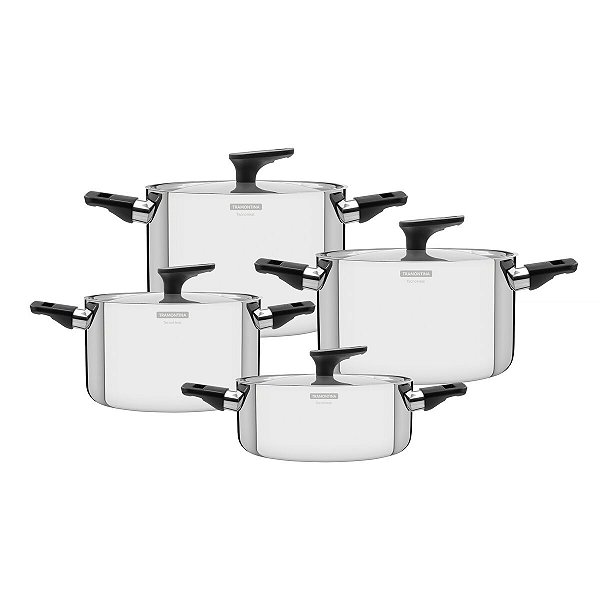 Jg Panelas Aco Inox 4Pcs Grano Baq Tramontina 65160046