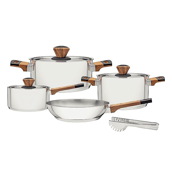 Jg Panela Aco Inox 4Pc Br Bq Ama+Pg Tramontina 65180326