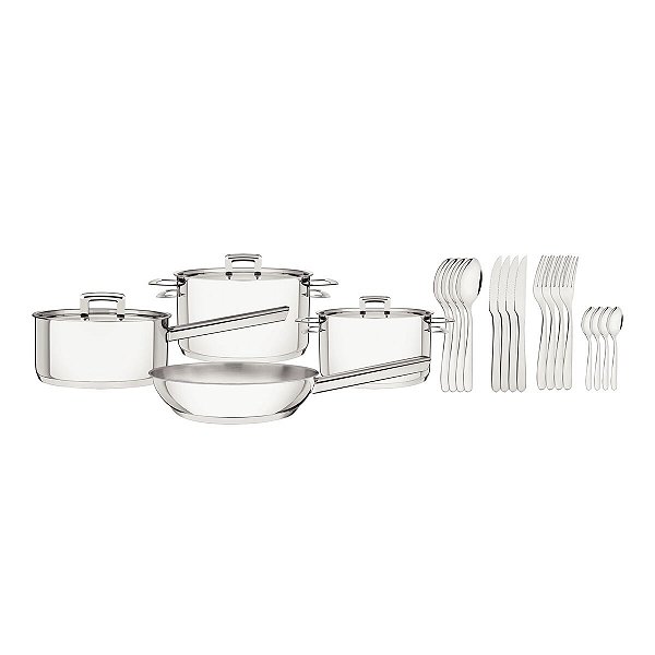 Jg Panelas Aco Inox 4 Pcs Brava+Faq Tramontina 65400024