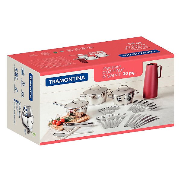 Jg Panelas Utensilios Aco Inox 30Pc Tramontina 65650337