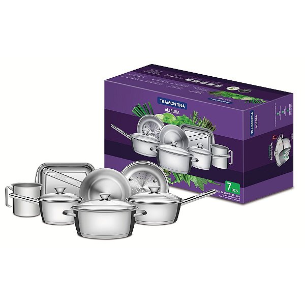 Jg Panelas Aco Inox 7Pcs Allegra Tramontina 65650574