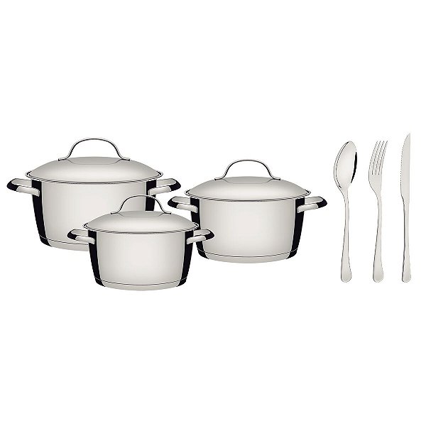 Jg Panelas Aco Inox 3Pc Allegra+Faq Tramontina 65660453