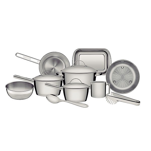 Jg Panelas Aco Inox 10Pcs Allegra Tramontina 65660954