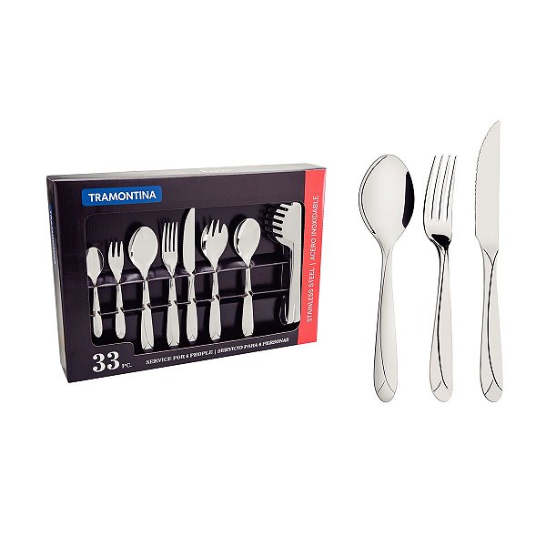 Faqueiro Aco Inox 33Pcs Aurora Tramontina 66907296