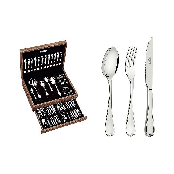 Faqueiro Aco Inox 101Pcs C/Estojo Tramontina 66924218