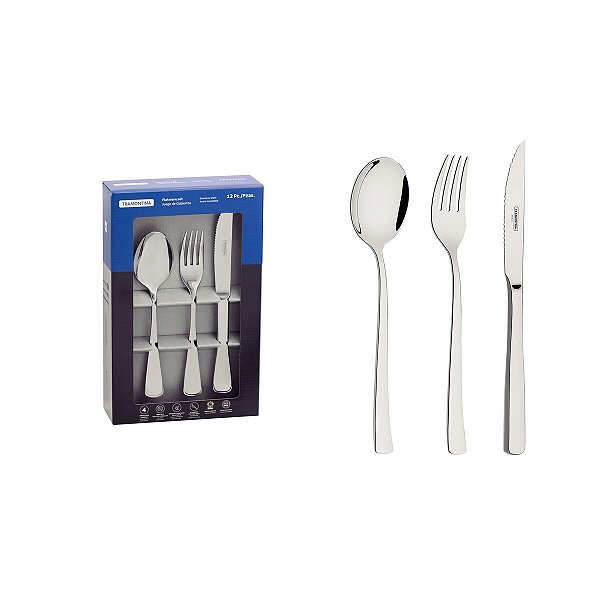 Faqueiro Aco Inox 12P Berlin Brilho Tramontina 66934624