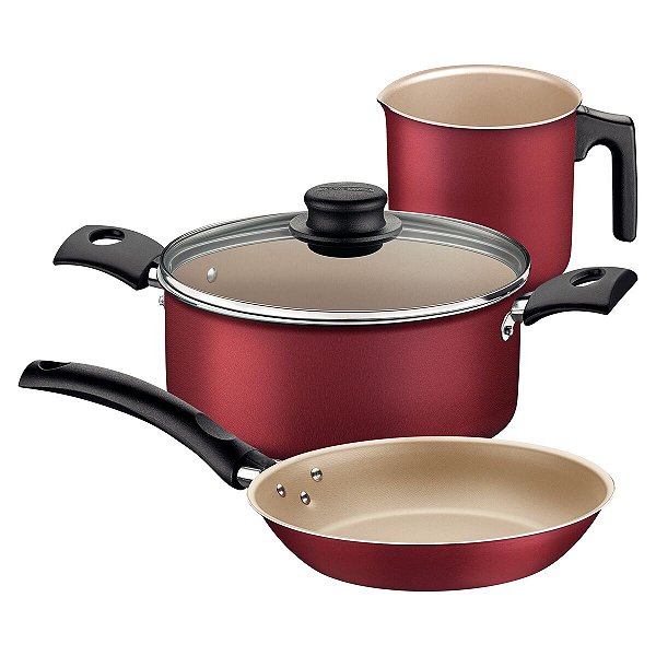 Jogo Panelas Alum 3Pc Turim Vermelho Tramontina 20297772