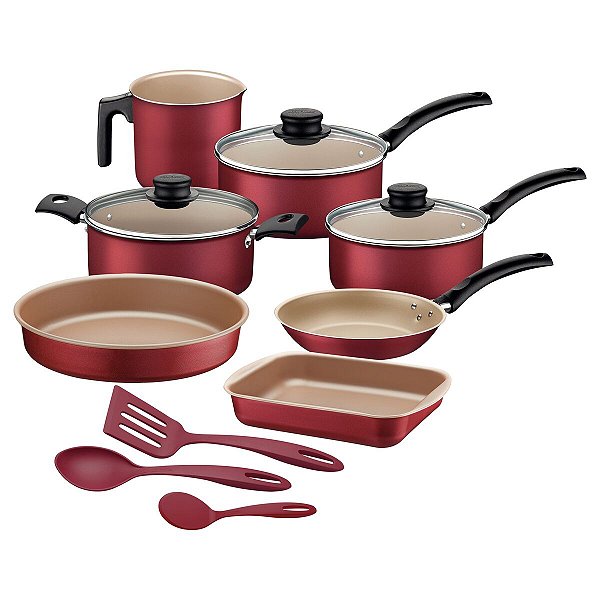 Jogo Panelas Alum 10Pc Turim Vermelho Tramontina 20298714