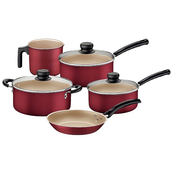 Jogo Panelas Alum 5Pc Versalhes Vermelho Tramontina 20699777