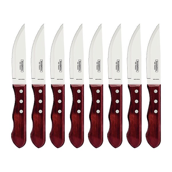 Conj Facas Inox 8 Pc Polywood Vermelho Tramontina 21198795