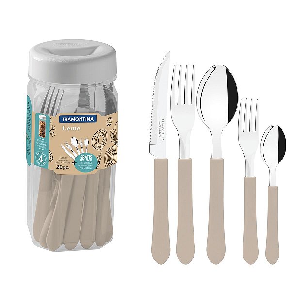 Faqueiro Inox 20Pc Leme Cinza Tramontina 23198338