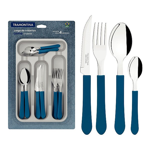 Faqueiro Inox 17Pc Leme Azul Tramontina 23198925