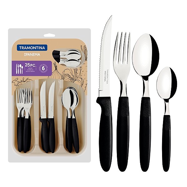 Faqueiro Inox 25Pc Ipanema Preto Tramontina 23399065