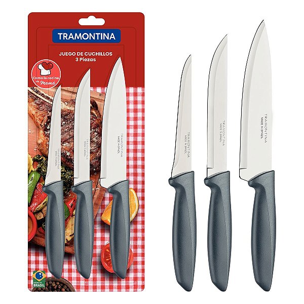 Jogo Facas Inox 3Pc Plenus Cinza Tramontina 23498674