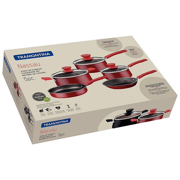 Jogo Panelas Alum 5Pc Nassau Preto Tramontina 27899130