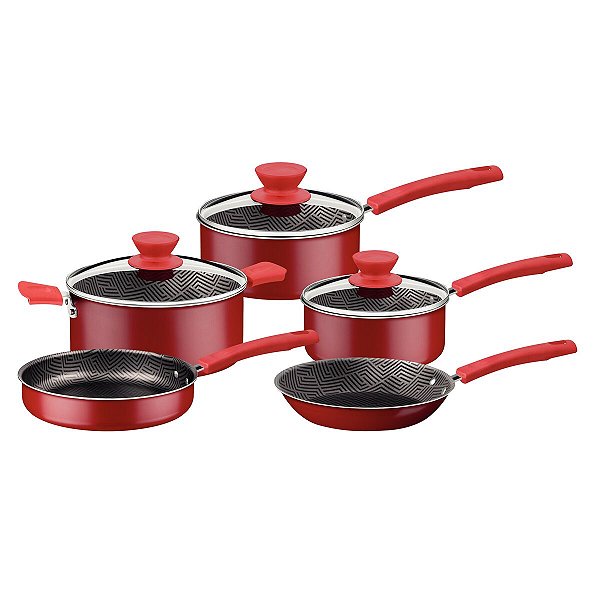 Jogo Panelas Alum 5Pc Nassau Vermelho Tramontina 27899131