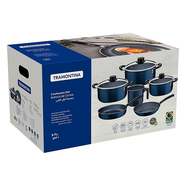 Jogo Panelas Alum 9Pc Azul Tramontina 27899420