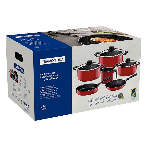 Jogo Panelas Alum 9Pc Vermelho Tramontina 27899421