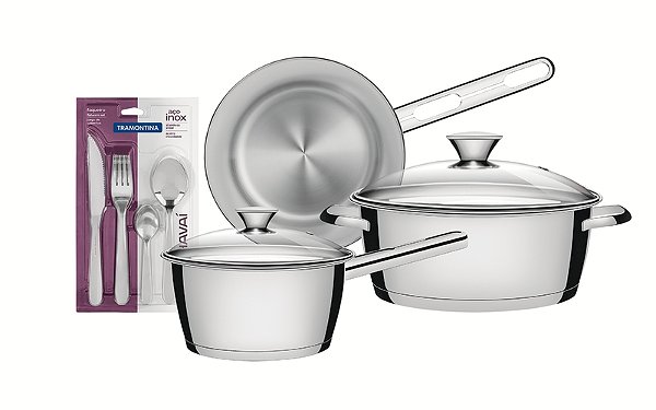 Jg Panela Aco Inox 3Pc Alleg+Faq 16 Tramontina 65660063