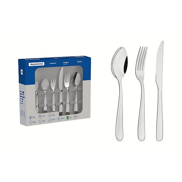 Faqueiro Aco Inox 30Pcs Angra Tramontina 66903454