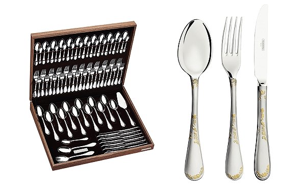 Faqueiro Aco Inox 76Pcs Gold Estojo Tramontina 66929302