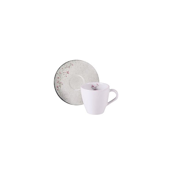 Conj Xicara Pires Cha Floralis Porcelana Tramontina 96580083
