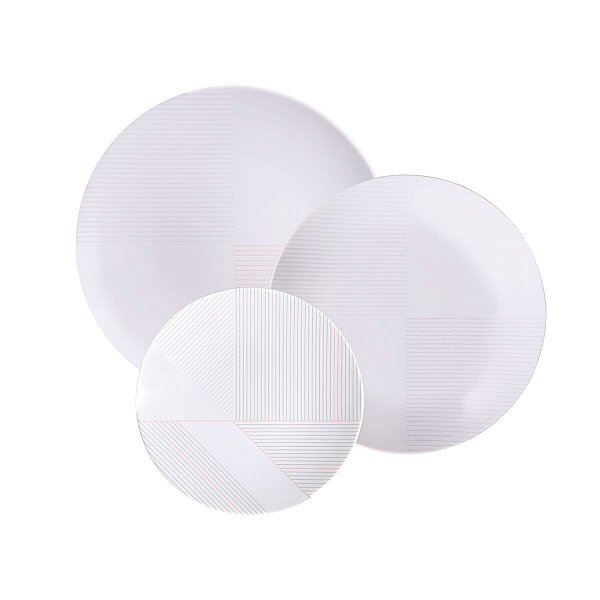 Jogo De Pratos 12 Pcs Grid Porcelana Tramontina 96589031