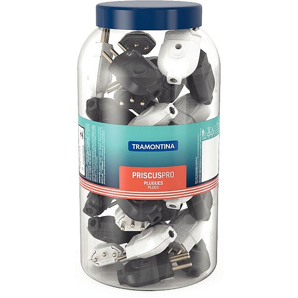 68 Pote Plugues Macho 10A Cores Preto E Branco 57412902