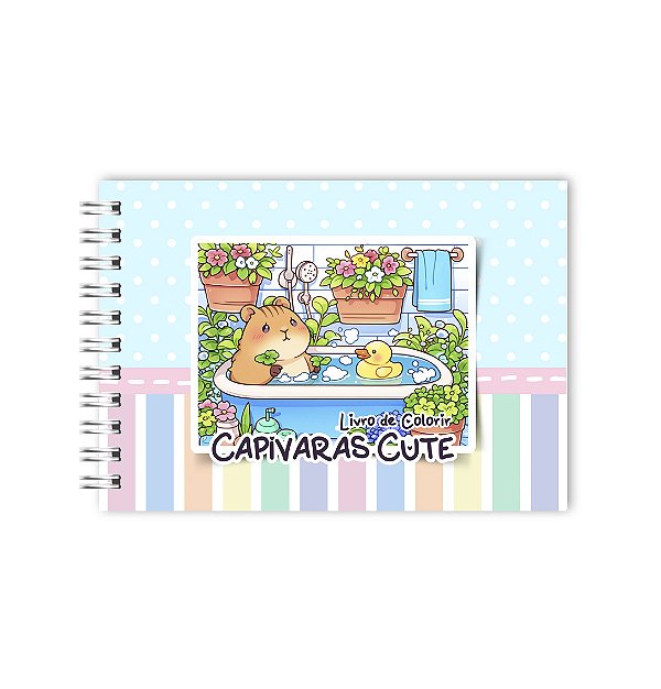 Livro de colorir Capivaras Cute - Capa azul